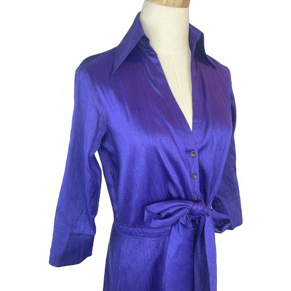 Vintage Anni Kuan Royal Purple Tie Waist Dress - Picture 3 of 10
